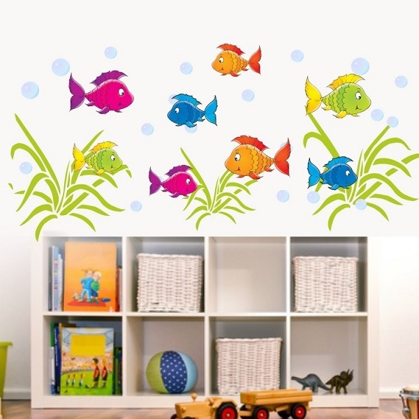 ideas wall decoration colorful fish