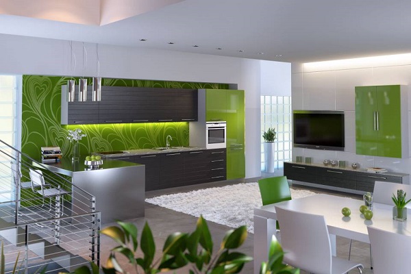 elegant kitchens fresh green accents backsplash 
