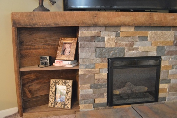 fireplace with airstone DIY makeover ideas rustic decor
