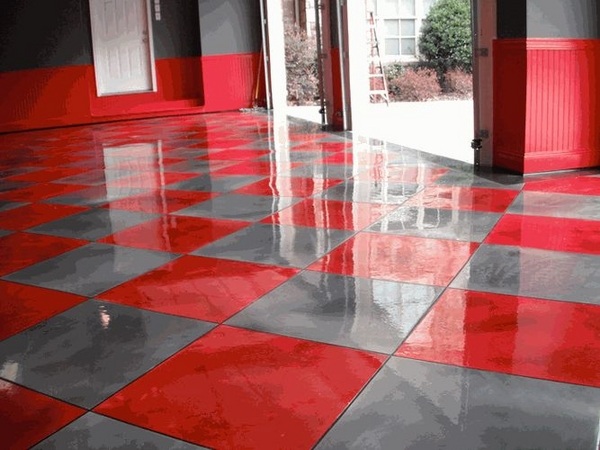 garage floor ideas epoxy checkered pattern