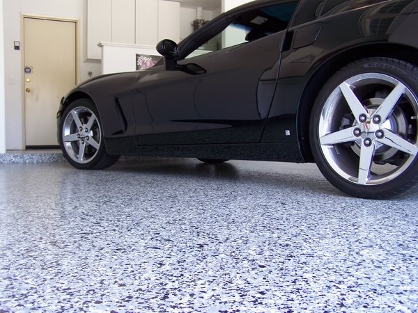 grey mosaic epoxy garage floor
