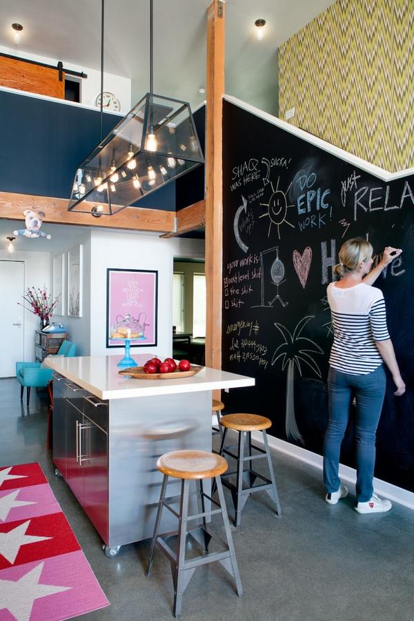  chalkboard wall ideas eclectic kitchen interior