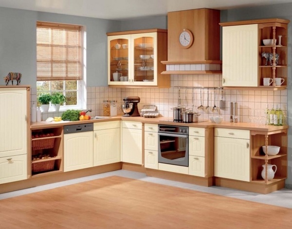 kitchen-decoration-ideas-cream-cabinets-wood-accents-glass-fronts
