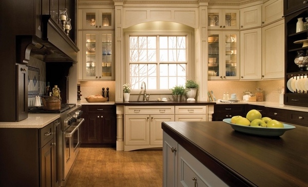 cream-kitchen-cabinets-combined-with-dark-wood-cabinets