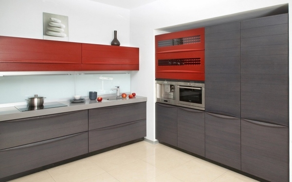 kitchen design trends grey kitchens red accents minimalist cabinet design