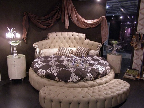 luxury furniture tufted round bed tufted headboard 