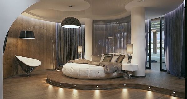 moden contemporary cricle bed design modern lighting