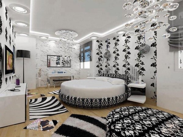 modern design circle bed black white decoration 