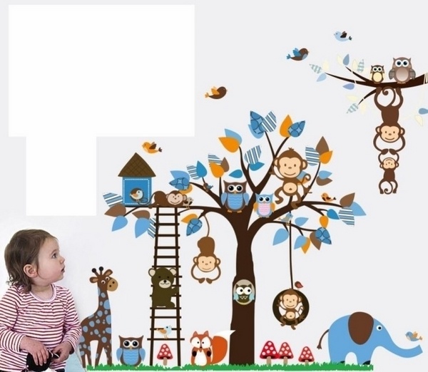 nursery room wall ideas wall stickers tree playful monkeys