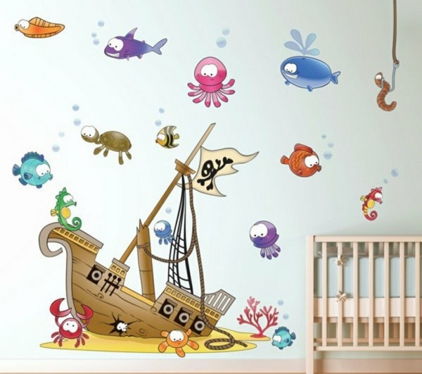 pirate ship wall stiker wall decal ideas for kids bedroom