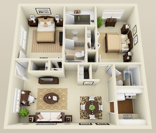 small-home-plans-design two bedroom apartment 