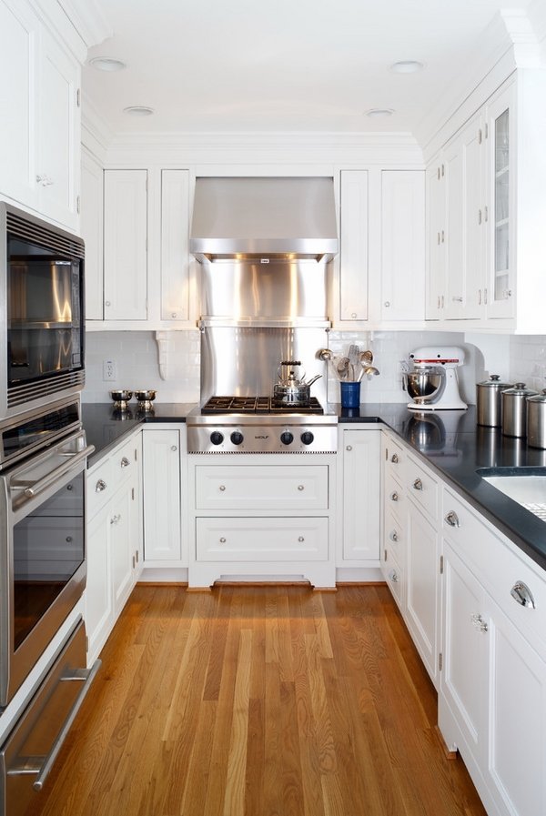 small kitchen design white wood flooring 
