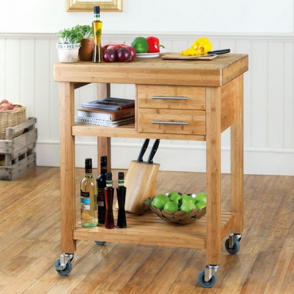 small trolley wood drawers racks storage space ideas