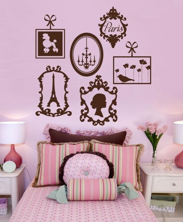 stylish pink bedroom girl bedroom decor murals paris motif