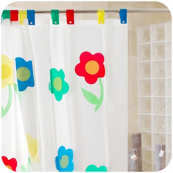 waterproof hookless shower curtain vibrant colors flowers