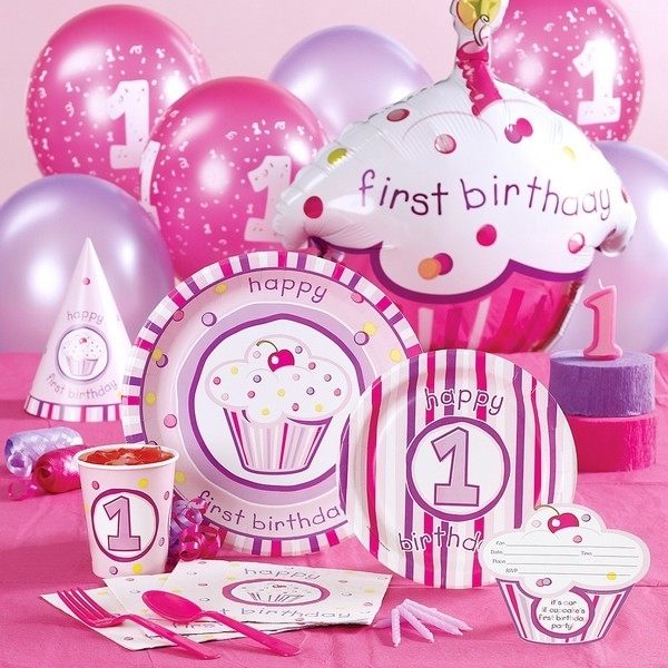1st birthday theme ideas for girls cupcake theme balloons tableware