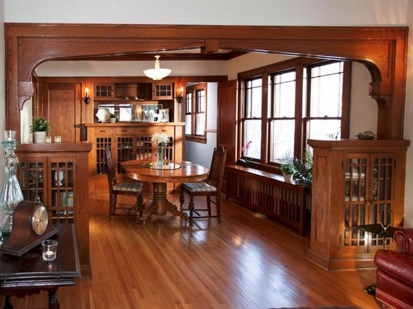Amazing craftsman style dining room design wood floor