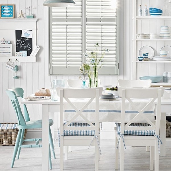 Coastal dining room ideas home decoration blue white colors