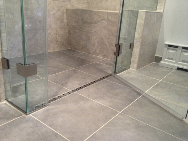 Curbless-shower-linear-drain walk in shower-modern-bathroom