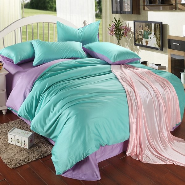 Luxury-turquoise-bedding-set-purple-accents-king-size-duvet-cover-sheet