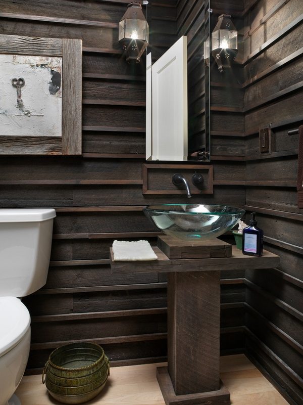 guest bathroom ideas rustic decor wainscoting panels vessel sink