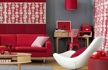 Red-living-room-ideas-red-and-grey-living-room-interior-white-chair