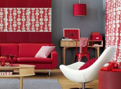Red-living-room-ideas-red-and-grey-living-room-interior-white-chair