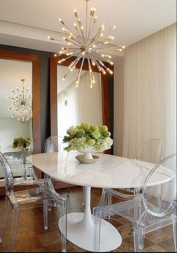 Sputnik chandelier contemporary dining room mid century style interior design