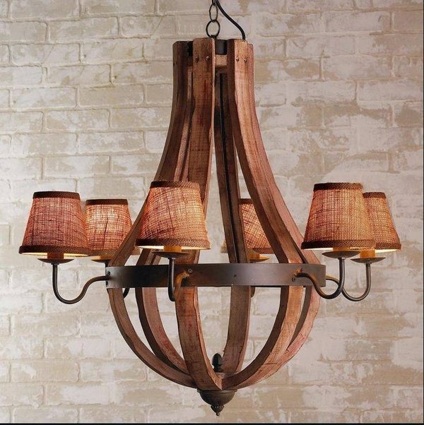 Wooden wine barrel chandelier home lighting fixtures