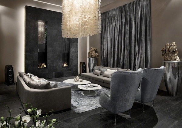 Black And Grey Living Room Ideas Modern Home Interiors In Dark Tones Deavita - How To Decorate Gray Living Room