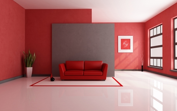 red wall color leather sofa gray accent wall