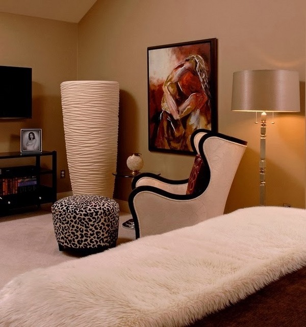 interior decor ideas armchair stool furry sofa cover