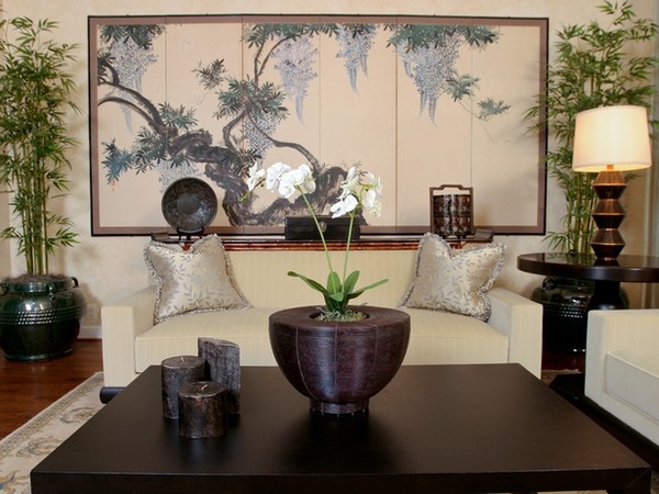 asian style decor living room decorating ideas Japanese screen wall decoration