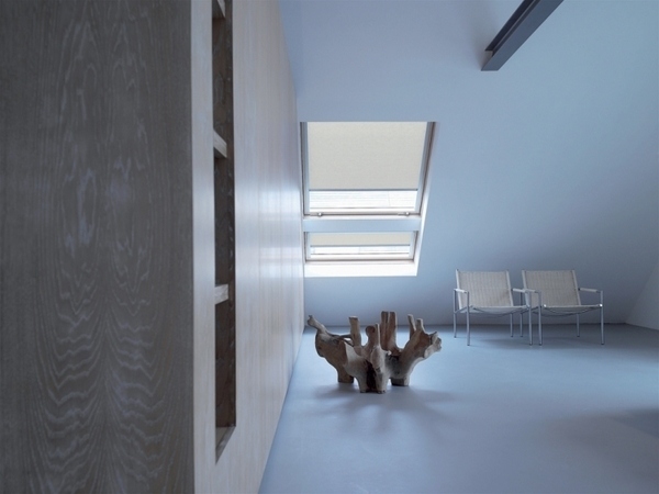 attic remodel ideas minimalist interiors skylights white blinds