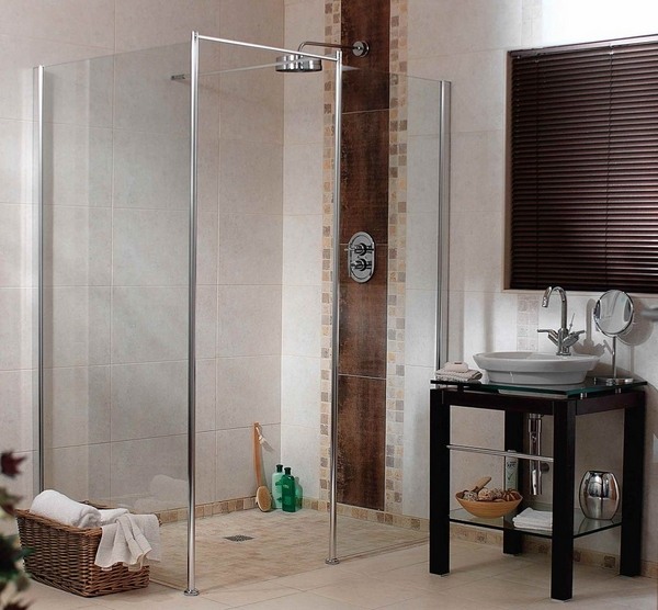 barrier free shower base-Curbless-shower-design-glass-partitions