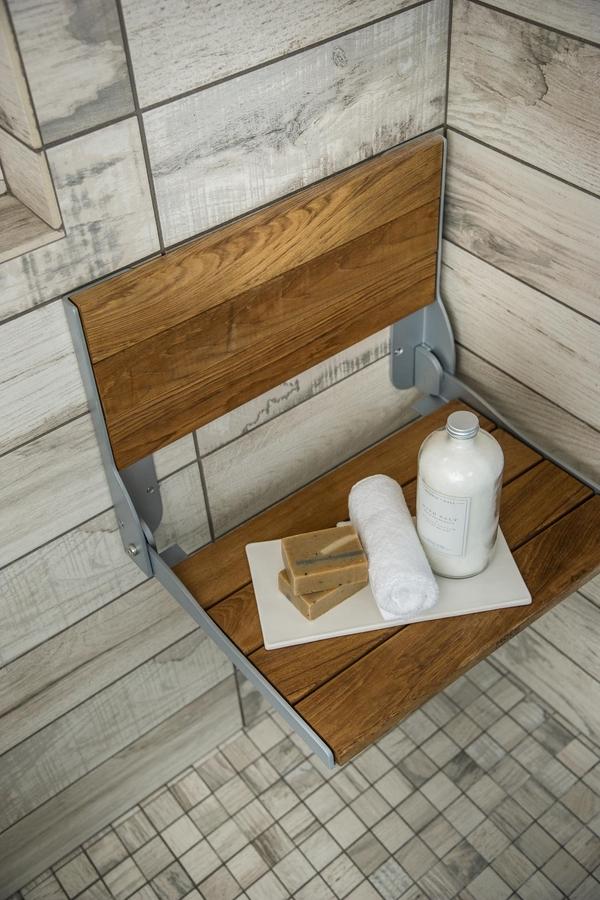 bathroom accessories teak wood folding seat ideas