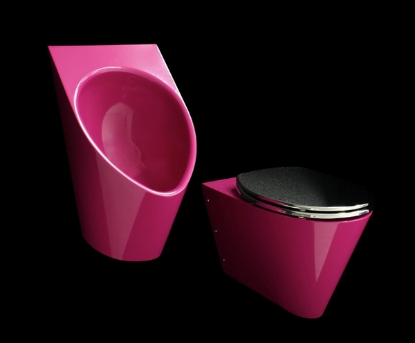 bathroom furniture modern tankless toilet design pink color