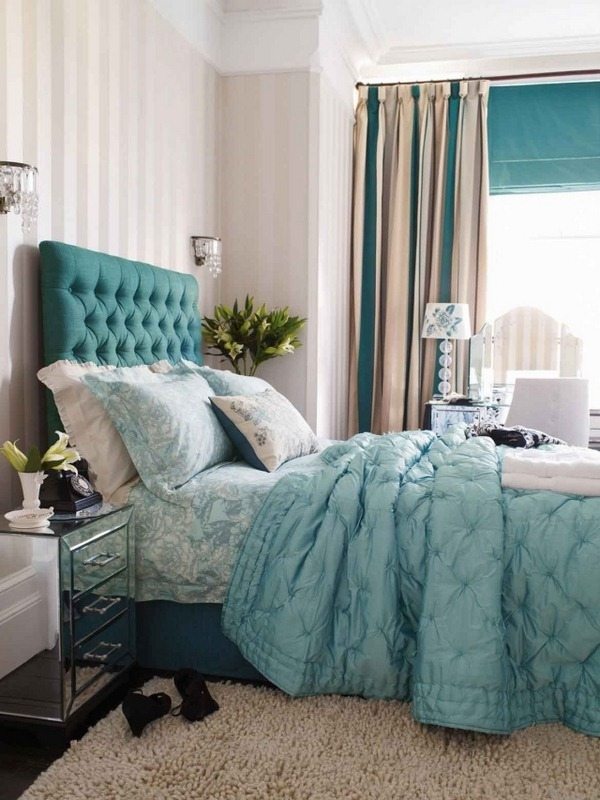 bedroom-curtains-turquoise-beige-window-curtains window blinds