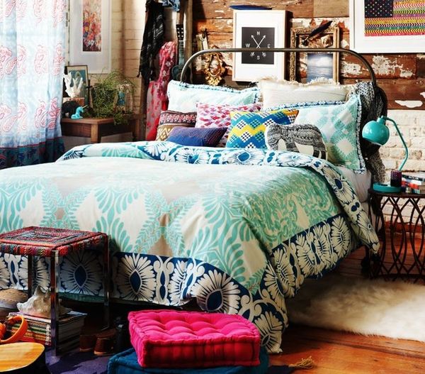 bohemian ideas colorful bedding floor cushions