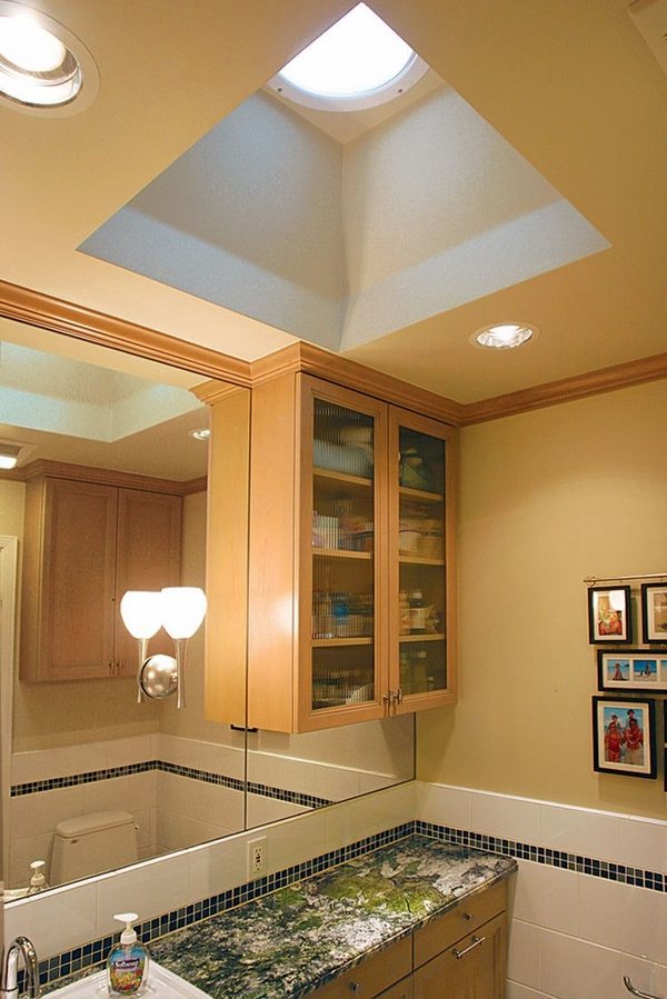 bathroom tubular skylight wall sconces