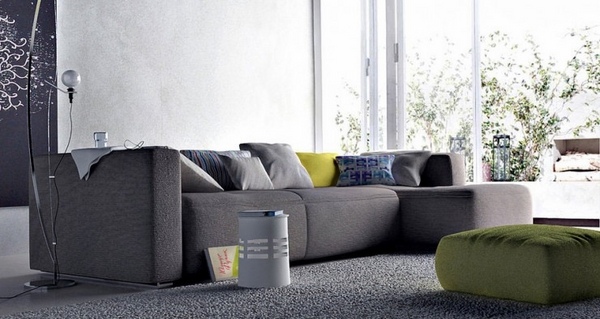 contemporary-gray-living-room-ideas-sectional-sofa-green-ottoman-carpet