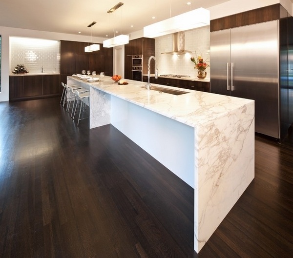 contemporary-kitchen-calacatta-marble-kitchen-countertops-kitchen-island-dining-area