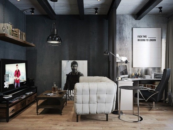 contemporary-living-room-ideas-black-grey-colors-ceiling-beams-sofa