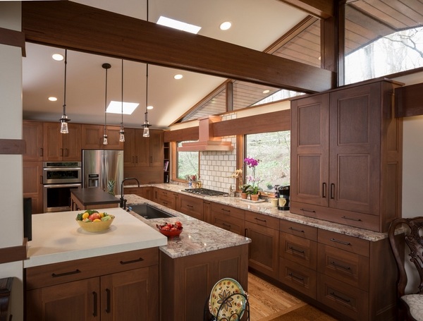 craftsman kitchen ideas wood cabinets granite countertops 