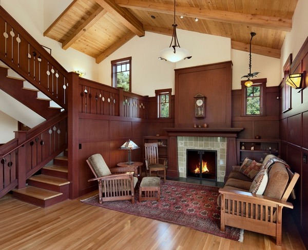 craftsman living room ideas home decor fireplace wood panels