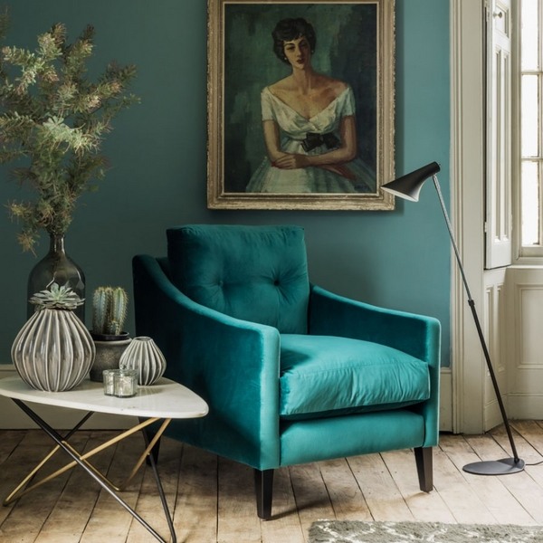 deep velvet armchair turquoise furniture ideas reading corner 