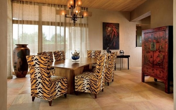 dining room decorating ideas animal print dining chair upholstery 