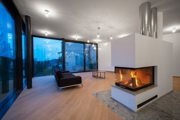 room divider modern fireplace