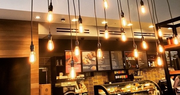 edison bulbs commercial coffee shop lighting ideas