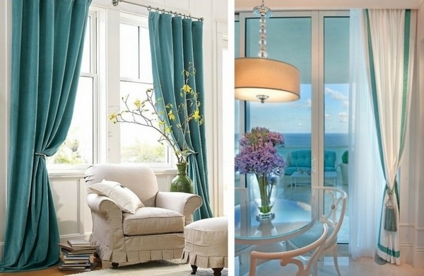 elegant interior design-turquoise-curtains-living-room-ideas